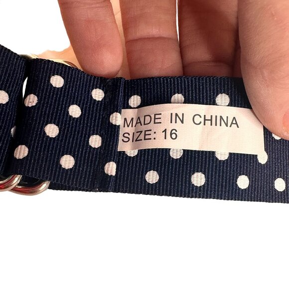 Navy & White Polka Dot Belt With D-Ring Buckle Women's Size 16 46 Inches - Picture 5 of 6